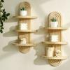 3 Layer Arched Wood Wall Mounted Planter Holder Decorative Shelf Living Room Bedroom Display Rack Hanging Organizers