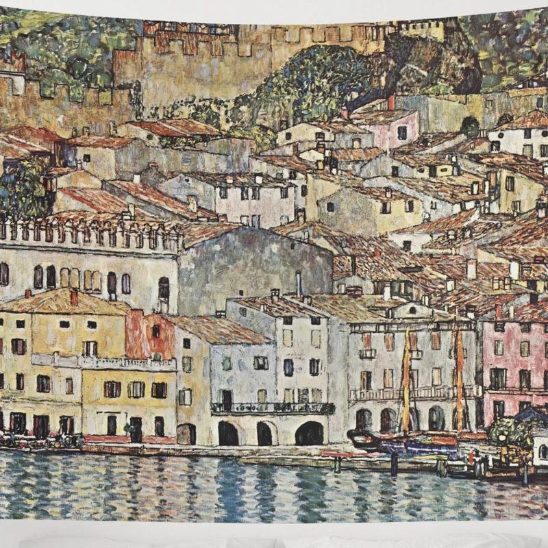 Gustav Klimt tapestry vintage fine art 75x100 чёрный