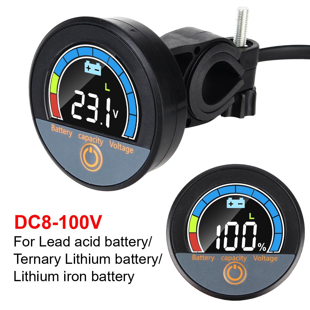 Battery Level Indicator DC7-100V Car Voltage Meter Battery Capacity Tester Waterproof Universal Digital Circular Voltmeter