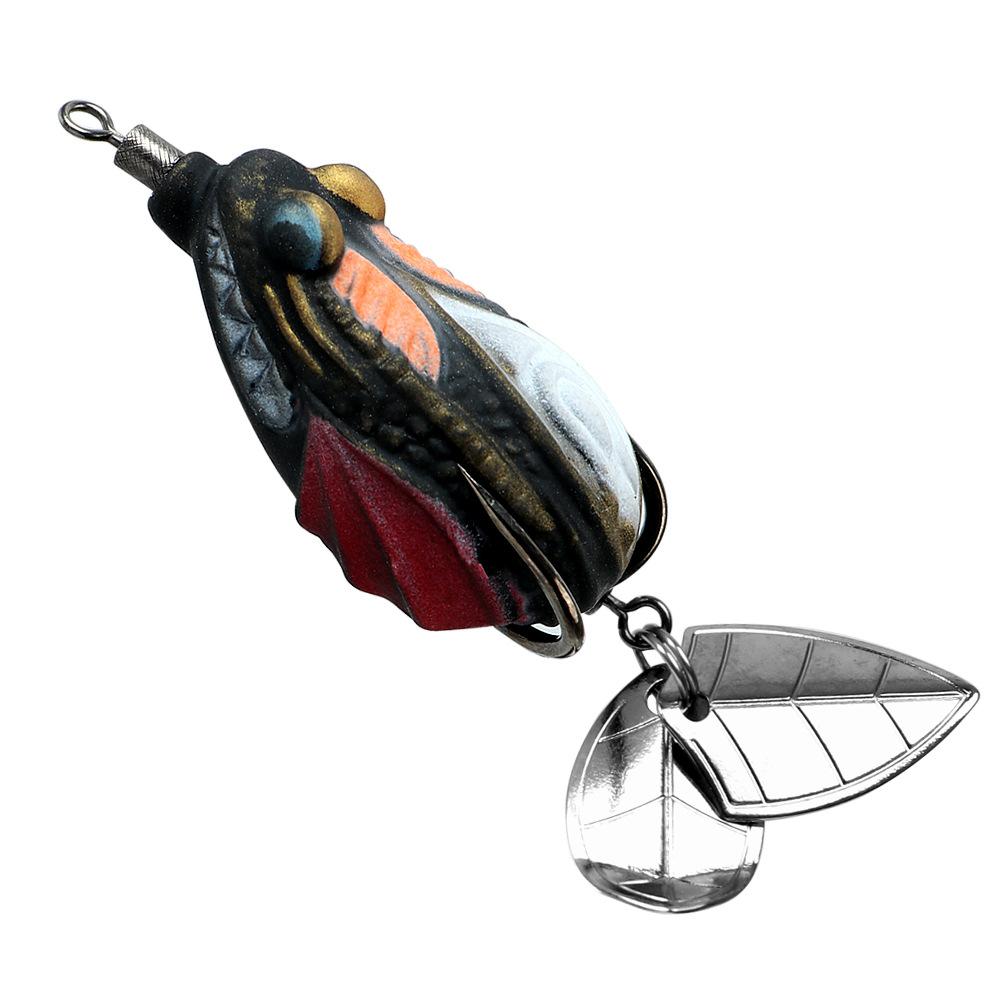 Fake Bait Reinforced Hook Thunder Frog Black Wind Double Sequin Thunder Frog4.5cm/7.2g Modified Enhanced Hook Thunder Frog Black 4.5cm 7.2g