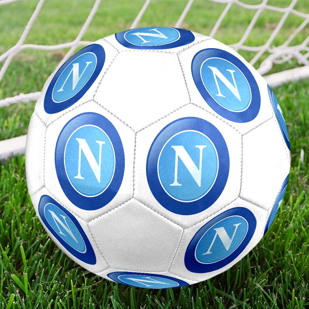 SSC Napoli Size 5 Soccer Ball, Machine-Stitched PVC, Durable & High Bounce, All Ages Fit, Fan Merchandise, Matches & Outdoor Use.