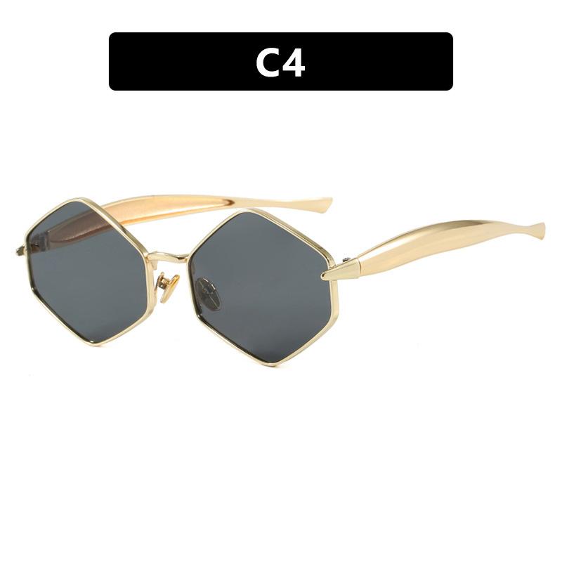 Fashionable Diamond Shaped Irregular Sunglasses Retro Metal Sun Protection High-End Concave Shaped Glasses Uv400 Shades Eyewear