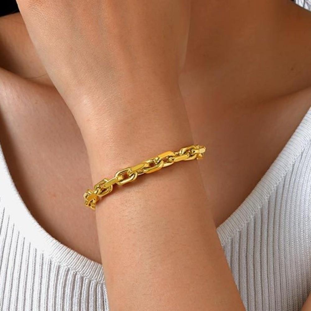 Rectangular Chain Link Chain Bracelet Wristband Jewelry Stainless Steel Hand Chain  Gifts
