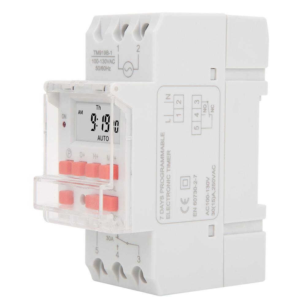 TM919B 1 100 130V AC 30A Weekly Timer Switch LCD On Off Control Programmable Time Relay