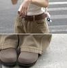 Petite Korean Style High-Waisted Khaki Wide-Leg Jeans for Women - Slimming, Loose, Casual, Straight Long Pants for Summer