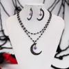 Crystal beads chain necklace sweet cool gothic hollow moon pendant necklace