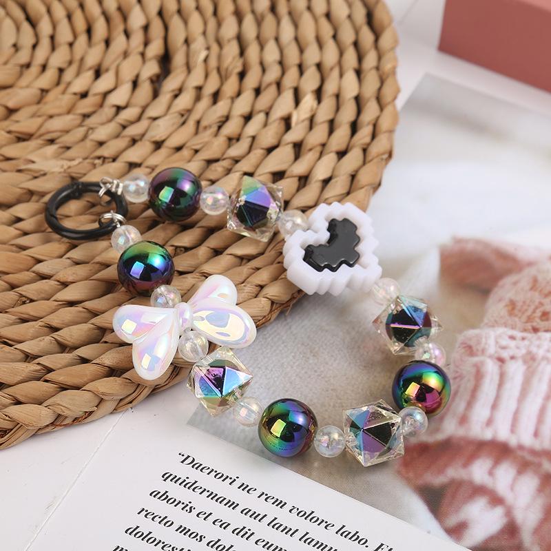 Candy Color Butterfly Beaded Phone Lanyard, Keychain & Heart Pendant with Building Blocks