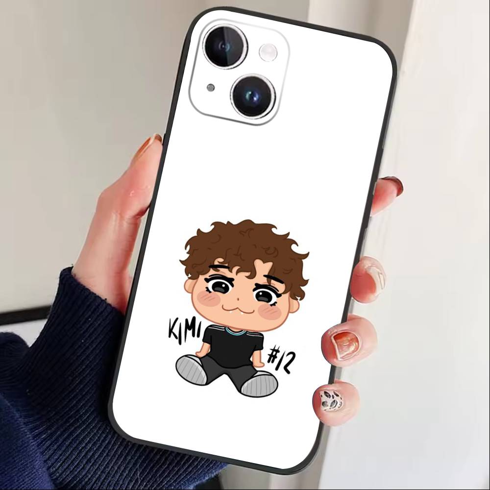 L-Kimi Cool A-Antonelli Phone Case For iPhone17,16,15,14,13,12 Plus,Max Soft Silicone Black Cover