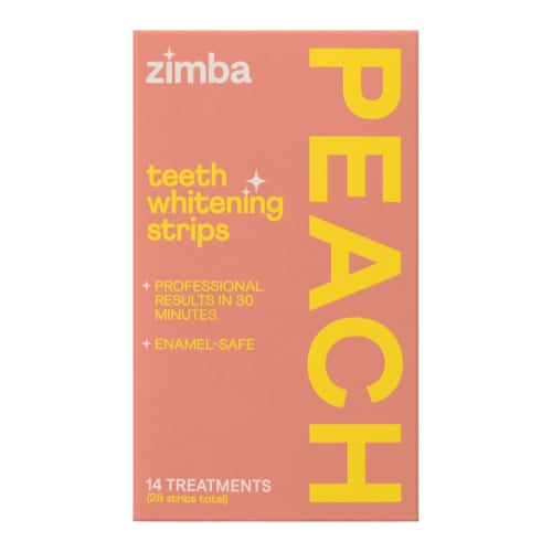 Zimba Teeth Whitening Strips Vegan Whitening Strip Enamel Safe Teeth Whitening Hydrogen Peroxide Teeth Whitener for Coffee, Wine, and Other Stains, 28
