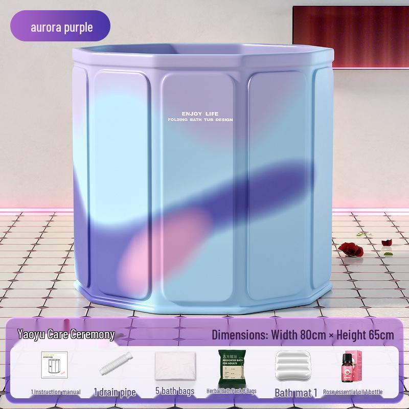 Portable Folding Bath Barrel for Adults & Children - PVC, No Installation Required