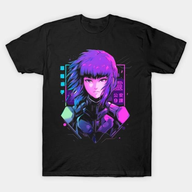 The Major Motoko Kusanagi Ghost In The Shell Anime Waifu Black TShirt V14 S