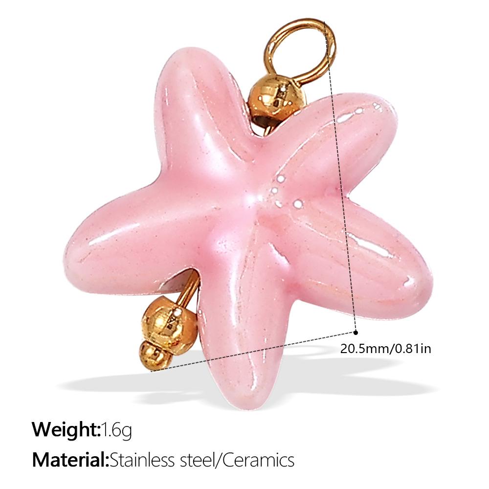 Xiaoqing Fresh Air Pendant Ocean Series Small Fish Sea Star-Shaped Ceramic Stainless Steel Gold-Plated Pendant Necklace