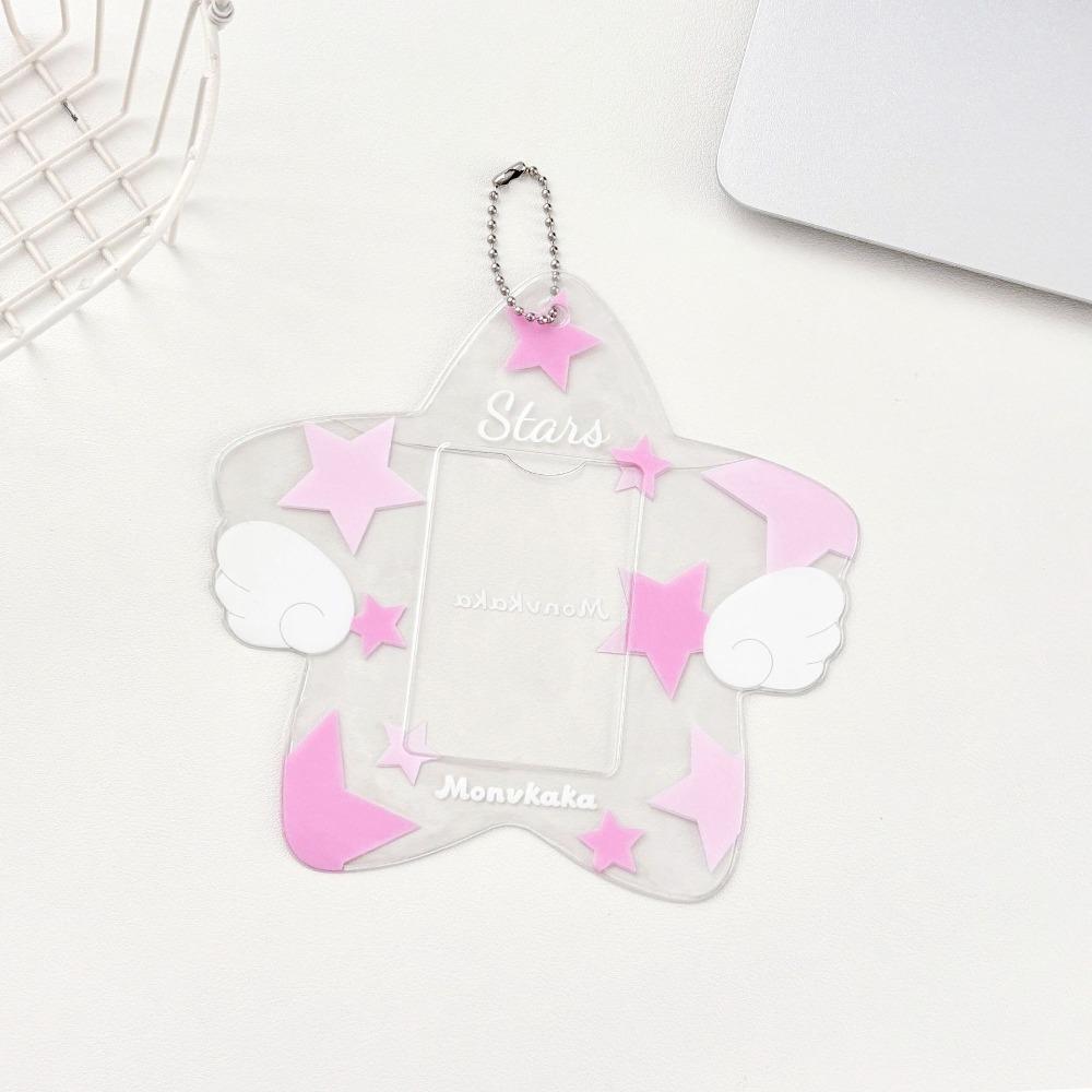 Star Shape Kpop Photo Card Holder Keychain Pendant Portable Idol Photo Card Cover PVC Cute 3 Inch Mini Photo Holder Girls