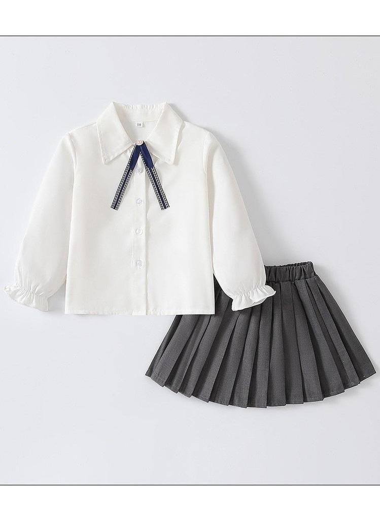Girls' Autumn Rabbit Police Officer JK Uniform Set - Includes Woolen Pleated Skirt
