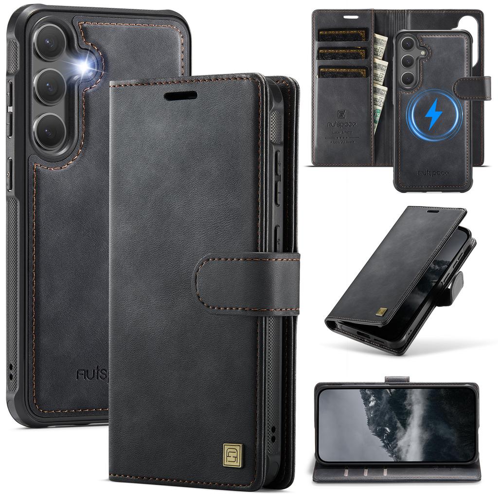 2 In 1 Detachable Magnetic Cards Solt Leather Case For Samsung S25 S26 Ultra S24 Plus FE Edge Wallet Card Pocket Cover