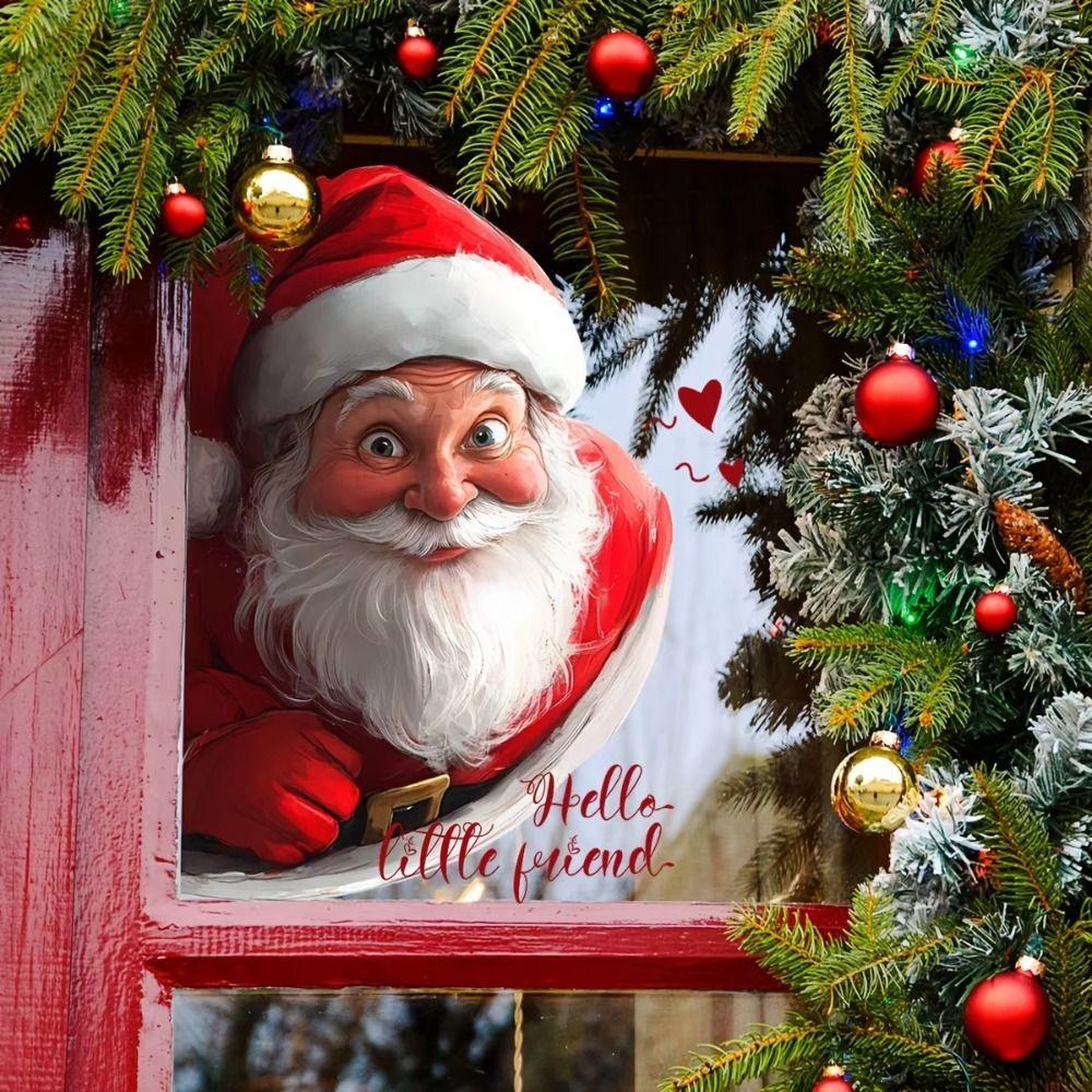 Symulowana świąteczna naklejka na szklane okno Dwustronna wizualna dekoracyjna naklejka na okno Nowy Rok