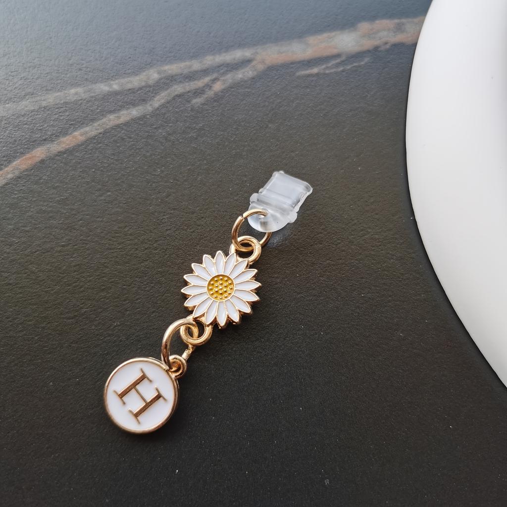 1 szt. Kreatywny stokrotka/słonecznik litera zatyczka przeciwkurzowa do telefonu komórkowego/europejskie i amerykańskie 26 wielkich liter A-Z zawieszka do telefonu komórkowego