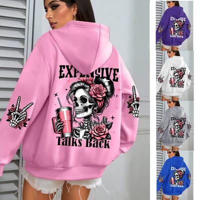 Lustiger Aufdruck Damen Hoodie Locker Mehrfarbige Pullover Herren Herbst Sportbekleidung Lässiger Kapuzenpullover