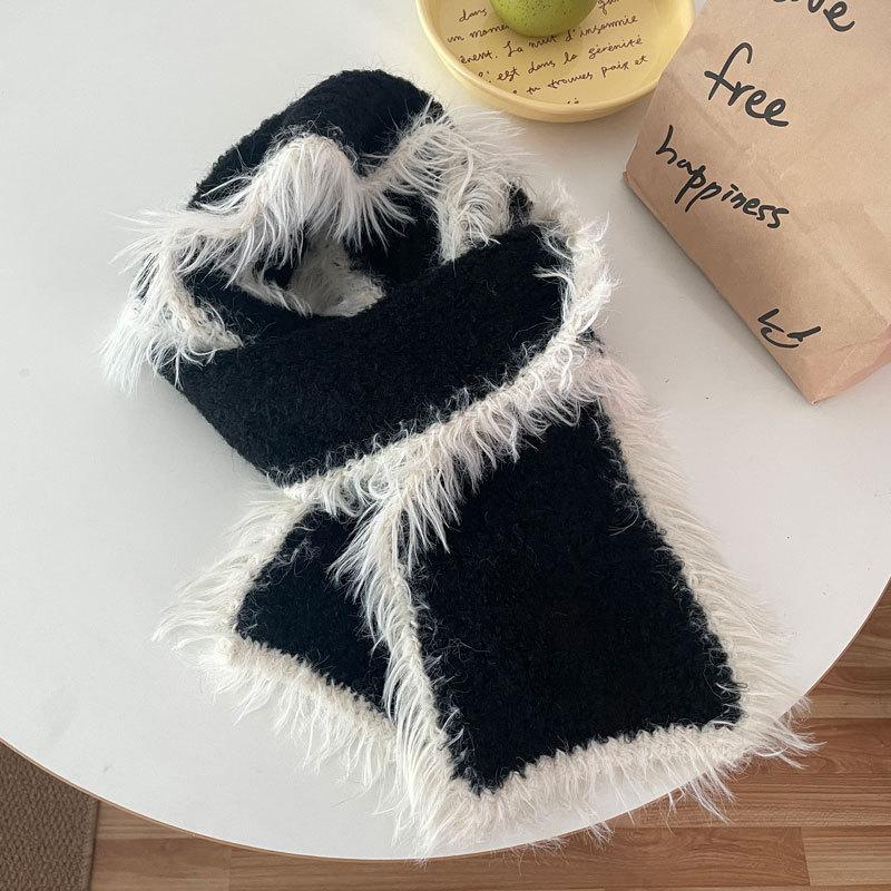 Soft Wool Blend Scarf Korean Style Autumn Winter Warm Knit Plush Premium Yarn Neck Warmer