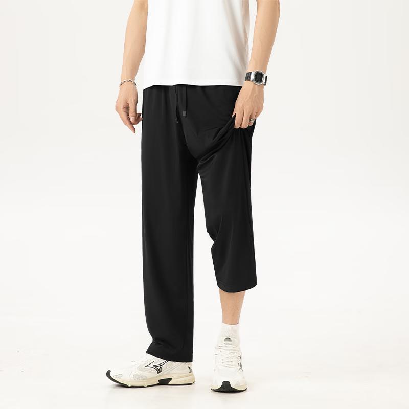 MINISO Men's Ice Silk Straight-Leg Cropped Casual Pants