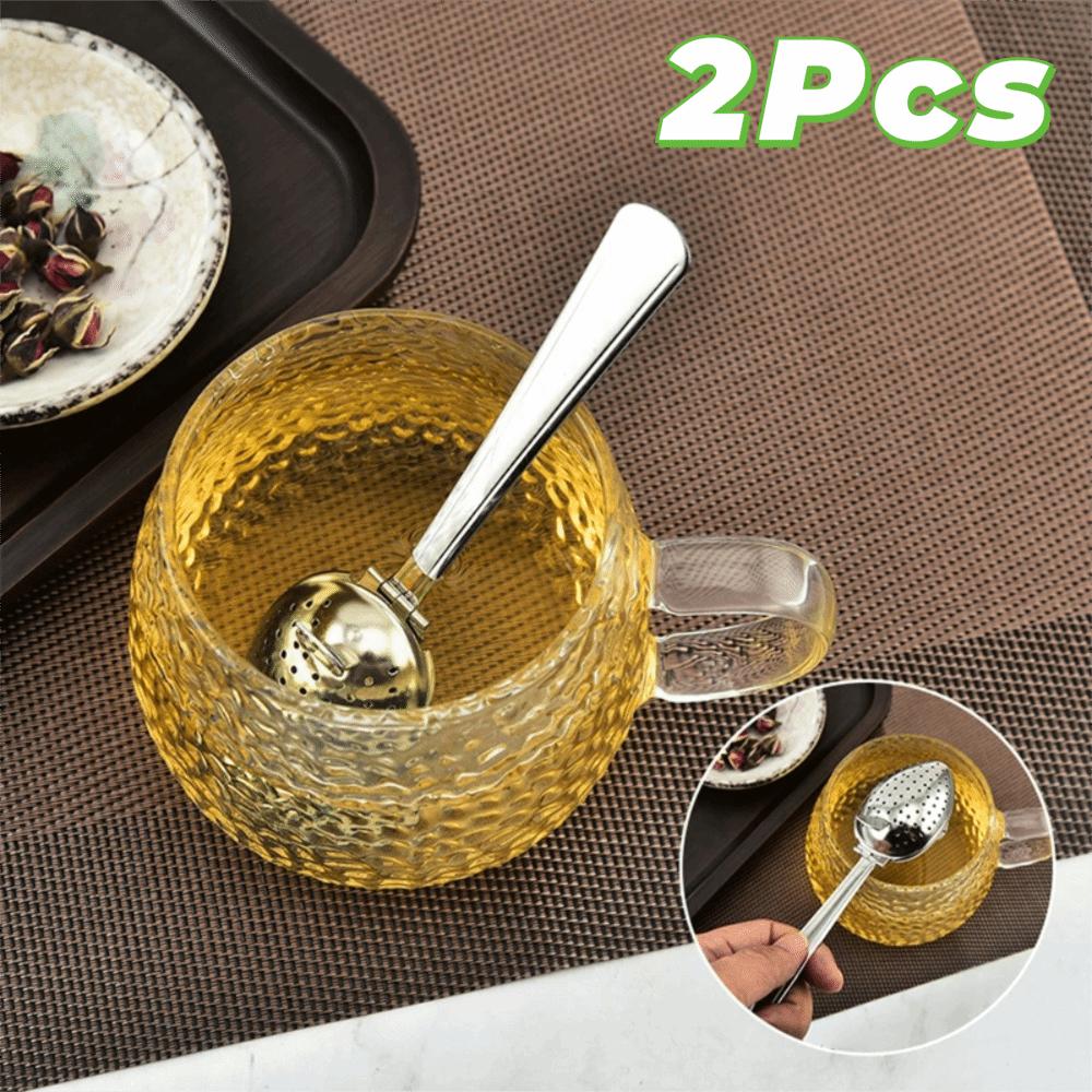 2 Piece Stainless Steel Tea Filter Spoon Rustproof Clamp Design Tea Strainer Spoon Long Handle Tea Infuser Sieve Spices