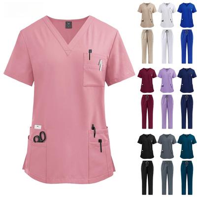Pet Clinic Medical Nurse Set Multicolor Unisex Dentist Surgical Uniforms Beautician Workwear Hospital Nursing Doctor Scrubs Suit
