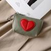 Color-Blocked Heart-Shaped Keychain Wallet Pu Mini Coin Purse For Women