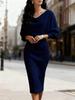 New Autumn Winter Crew Neck Long Sleeve Slim Fit Bodycon Dress for Women