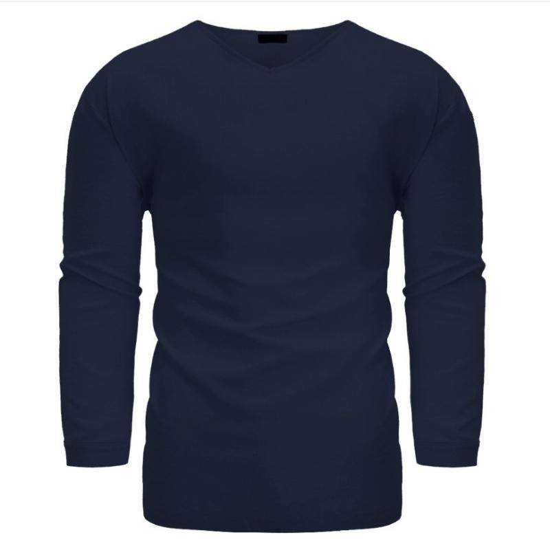 Men's Summer Long Sleeved V Neck Cotton and Linen Loose Plus Size Shirt