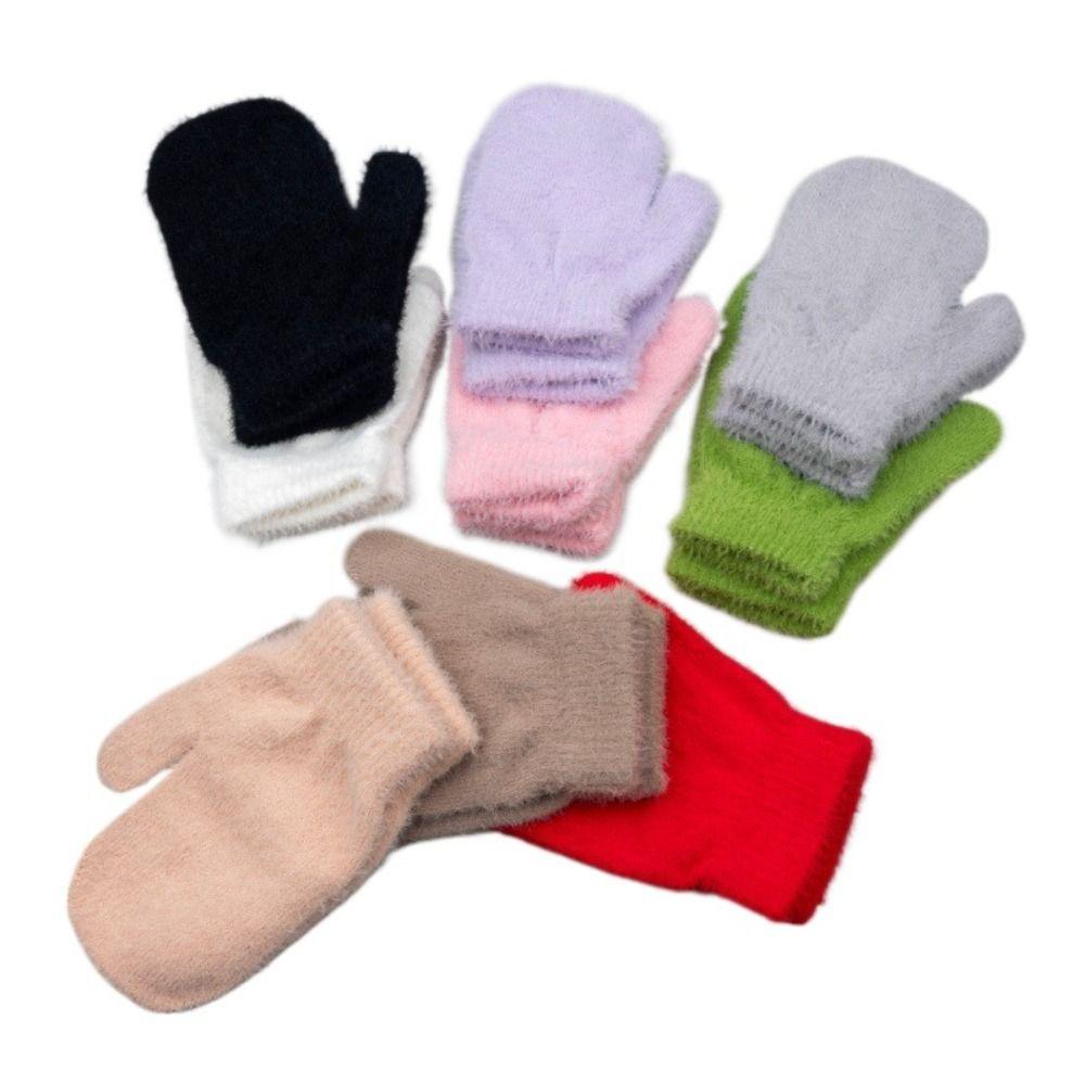 Verdickte flauschige Handschuhe Kälteschutz-Fäustlinge Niedliche gestrickte Woll-Winterhandschuhe