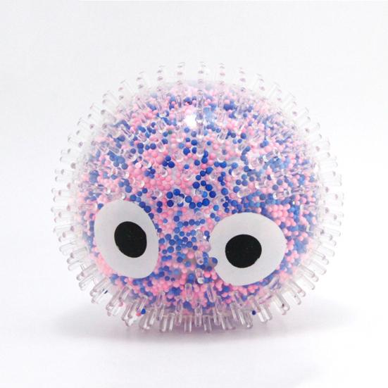 Cartoon Big Eyes Fuzz Ball Foam Bead Filled Stress Relief Clear Textured Ball Sensory Toy Portable Anti-Anxiety Squeeze Ball Fidget Toy