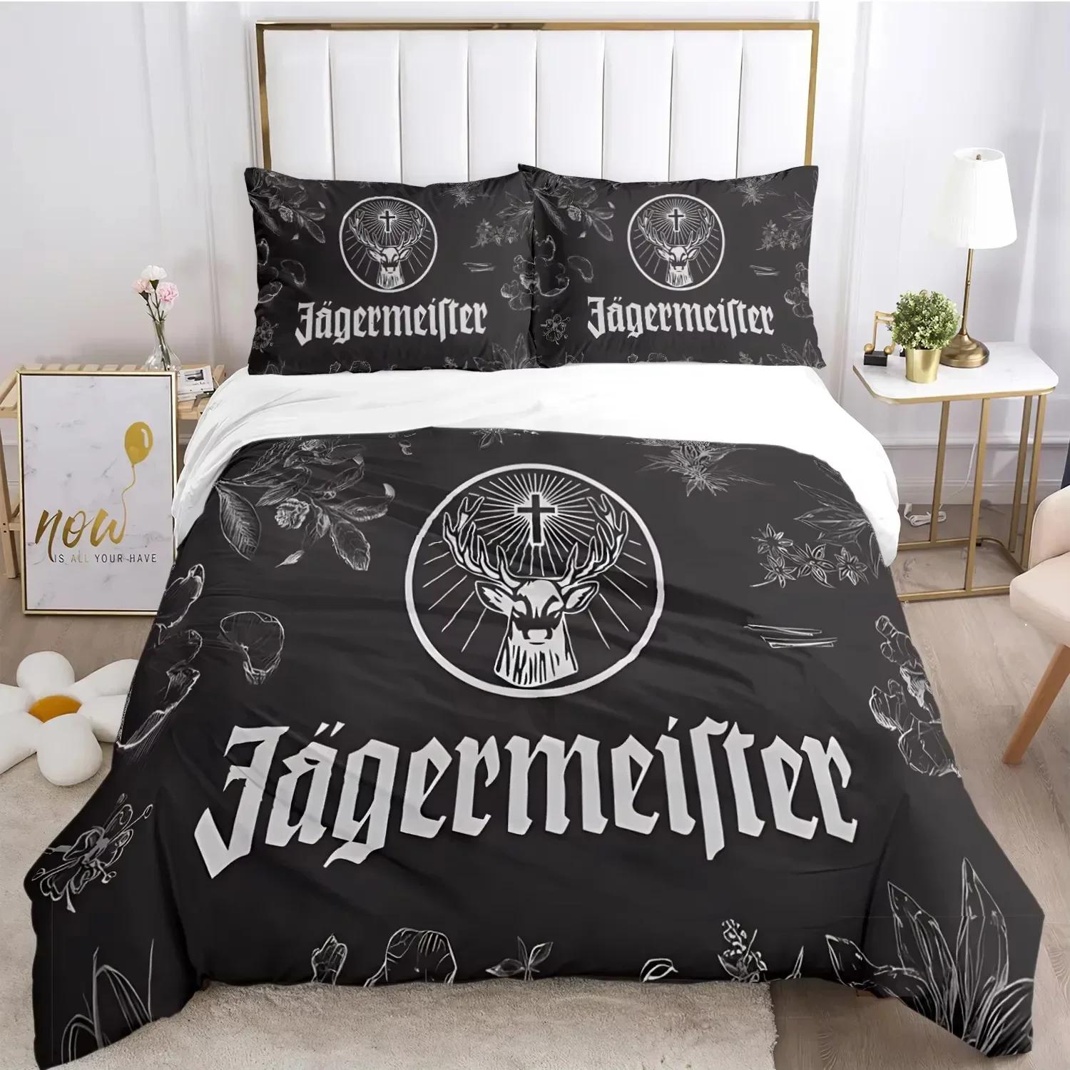 

Новий комплект постільної білизни J-Jagermeister з оленем Kawaii, покривало, ковдра та наволочки Односпальний, Двоспальний, Queen, King AU Single 140x210cm