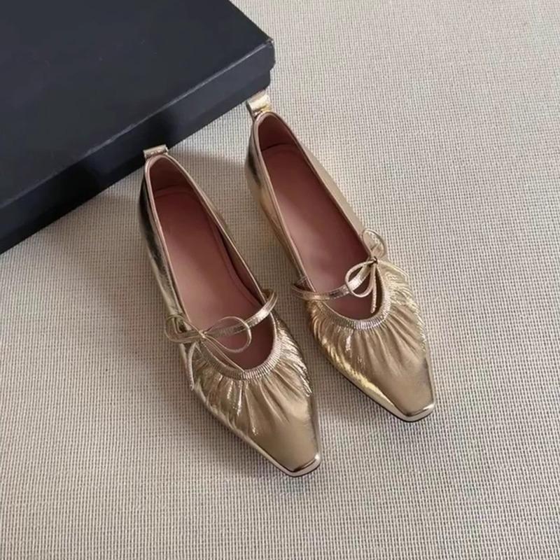 

Fashion 2025 French Pleated Cutout Flat Heel Half Slippers Summer Outside Mules 40 золотой