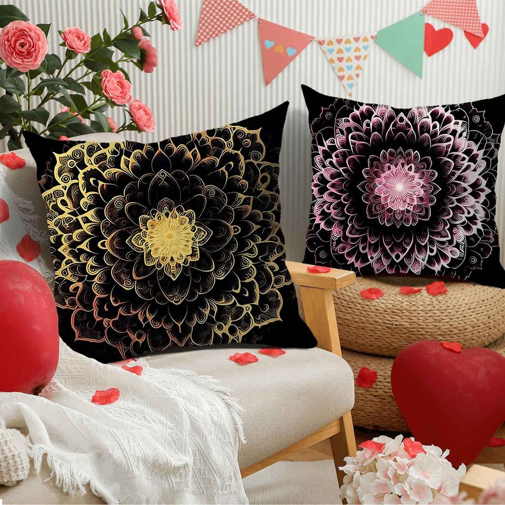 Exquisite Mandala Pattern Digital Printing Pillow Cover Short Plush Suitable Living Rooms Bedrooms Sofas Throw Cushion Cover