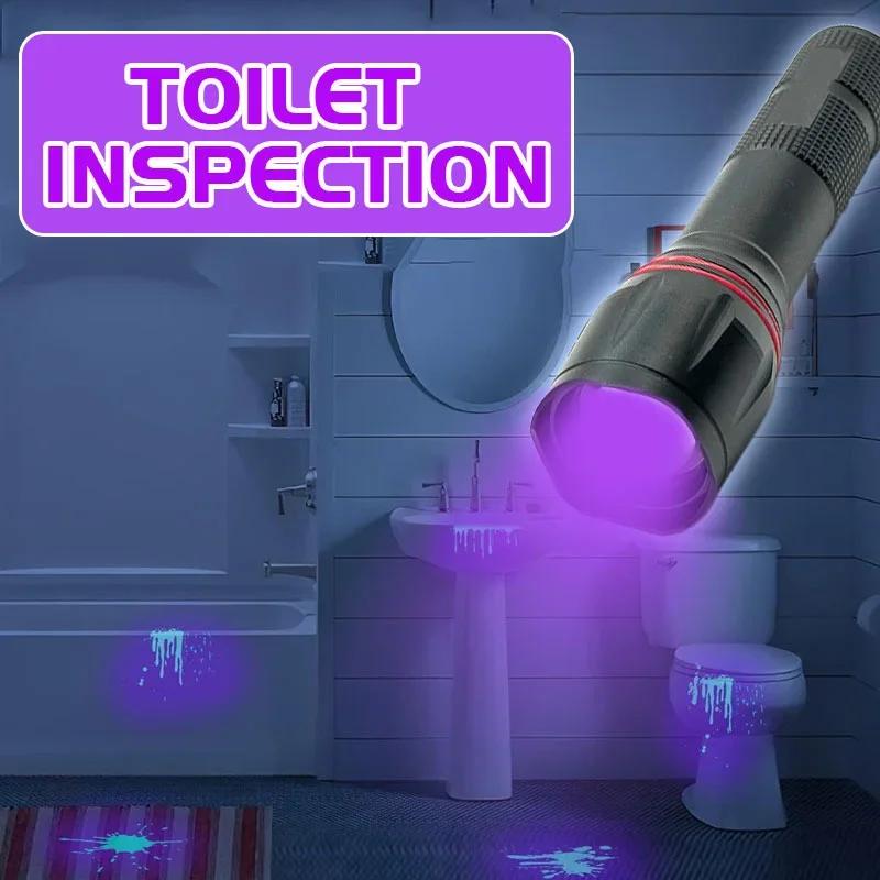 T6 LED UV Flashlight 395nm-Zoomable Ultraviolet Torch for Scorpion Hunting,Fluorescent Detection&Pet Stain Finding (Blacklight)