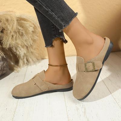 New Women's Shoes Closed Toe Women's Slippers Fashion Belt Buckle Casual Slippers Women Hot Sale Plus Size Flat Slippers