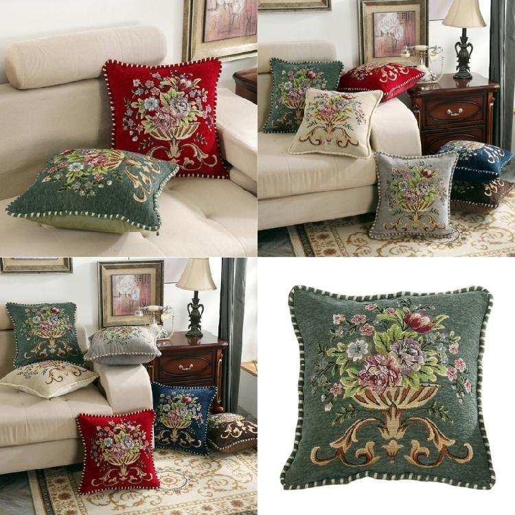 Luxurious Fabric Throw Pillow Cover with Detailed Embroidery,Pillowcase Gift for Modern Homes Soft Comfortable Fabric