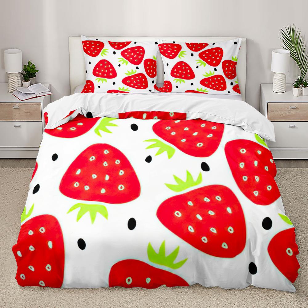 Watermelon Duvet Cover Set Fresh Fruit Pink Green Style Comforter Cover for Kids Girls Women Polyester Bedding Set King Size
