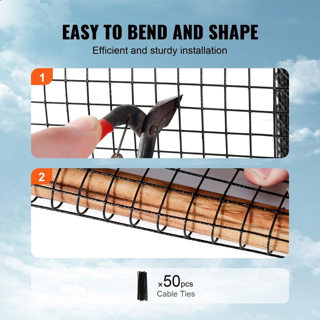 20 X 3048 Cm Solar Panel Bird Guard, Critter Guard Roll Kit with Rust-proof PVC Coating, Solar Panel Guard with 50pcs Tire Wires, 12.7 Mm Wire Roll