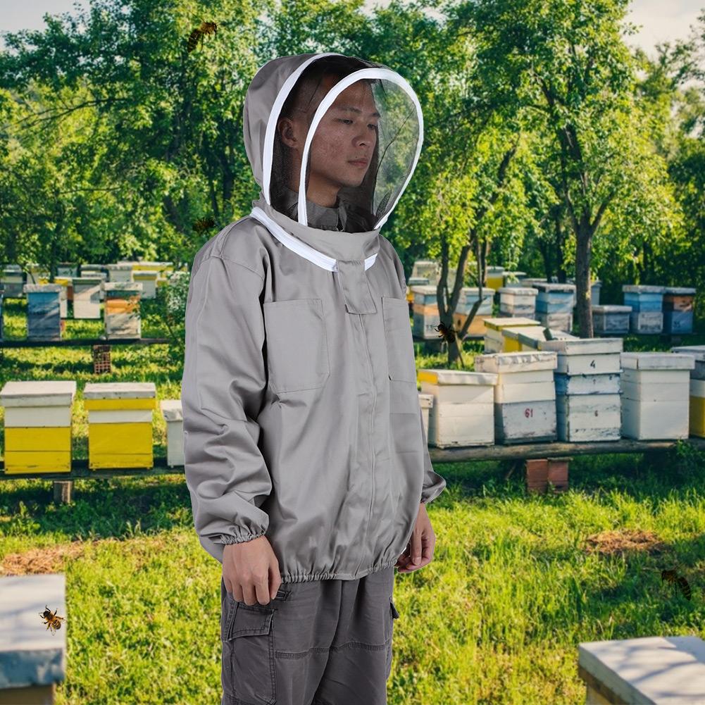 Brązowy Kombinezon Pszczelarski Kurtka Ochronna Pszczelarska Odpinana Smock Pszczelarza z Kapeluszem
