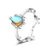 New Personality Beautiful Colorful Moonstone Deer 925 Sterling Silver Jewelry Elk Branch Antler Women Opening Rings R446