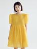Bomnal Boutique Checked Voluminous Mini Dress _ Mustard