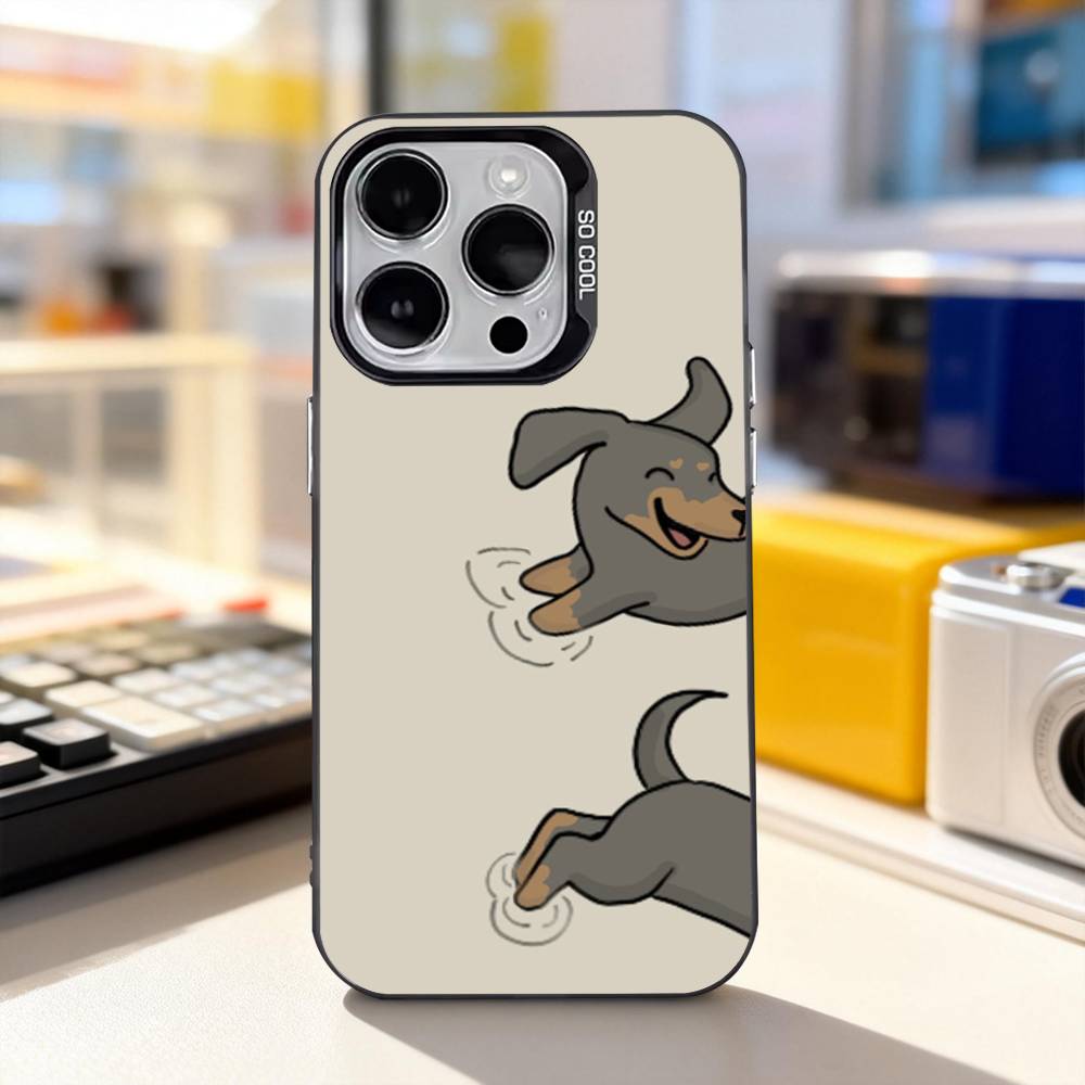 Cute Dachshund Funny For iPhone 17,16,15,14,13,12,11,Pro,Max,Plus,E,Air,Mini Anti Fall Black Matte Hard Bumper Phone Case