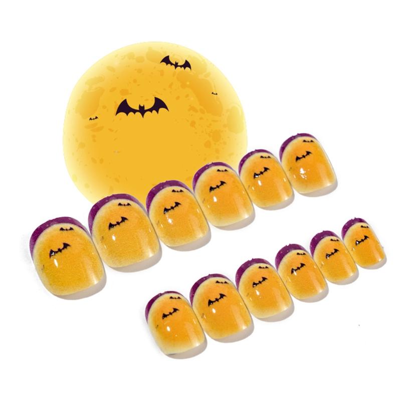 

Spider Web Halloween Wear Medium Length Fashion Manicure Patch False Nails Save for Time Wear Press On Nails Child Adult