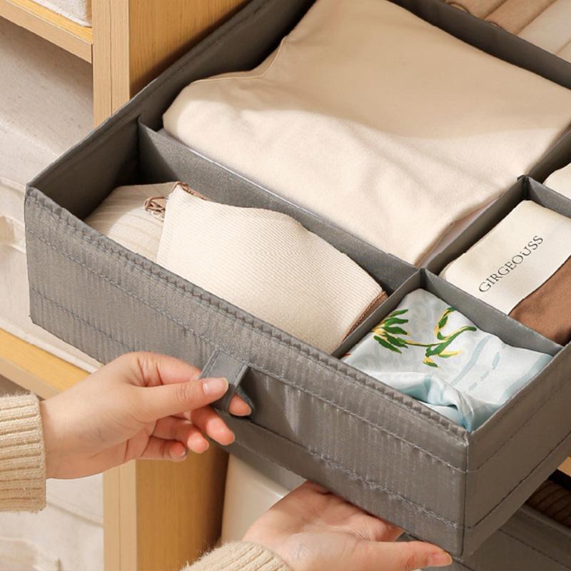 Closet Drawer Organizer Box Foldable Underwear Organizer Box Multiple Lattices Separated Sock Bra Storage Drawer  Save Space