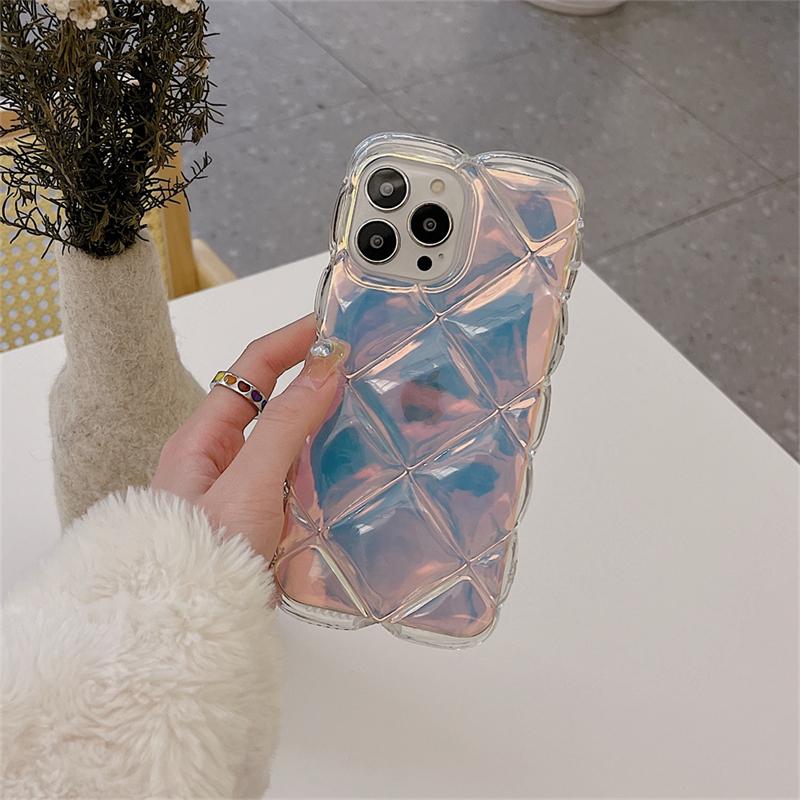 

Стильный мягкий чехол для телефона с 3D лазерными цветами и кубиками льда для iPhone 14 13 12 11 Pro Max X XR XS, прозрачный противоударный чехол с сердечком любви For iPhone 13Pro Max