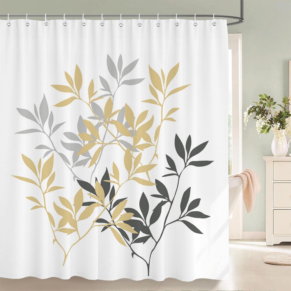 Leaves Plant Tree leaf Small Fresh Shower Curtains Bathroom Curtain Frabic Waterproof Polyester Decor Bathtub Screen with Hooks