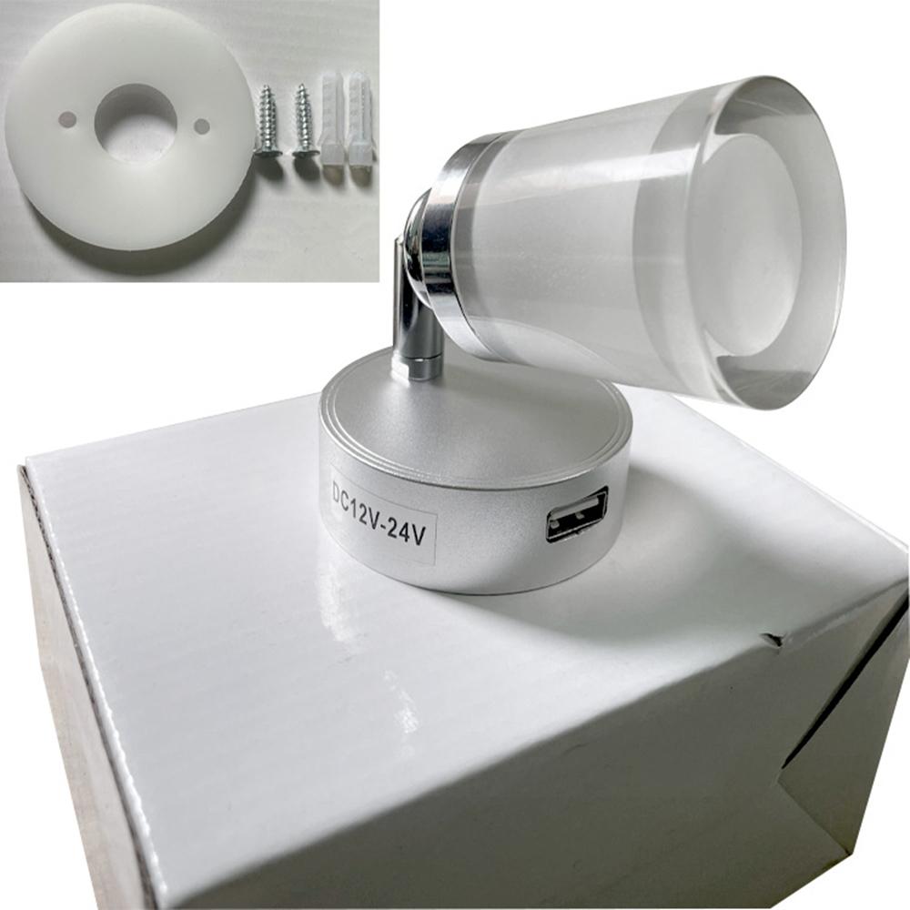12V-24V LED Reading Light RV Boat Camper Bedside Wall Desk Book Lamp Warm White