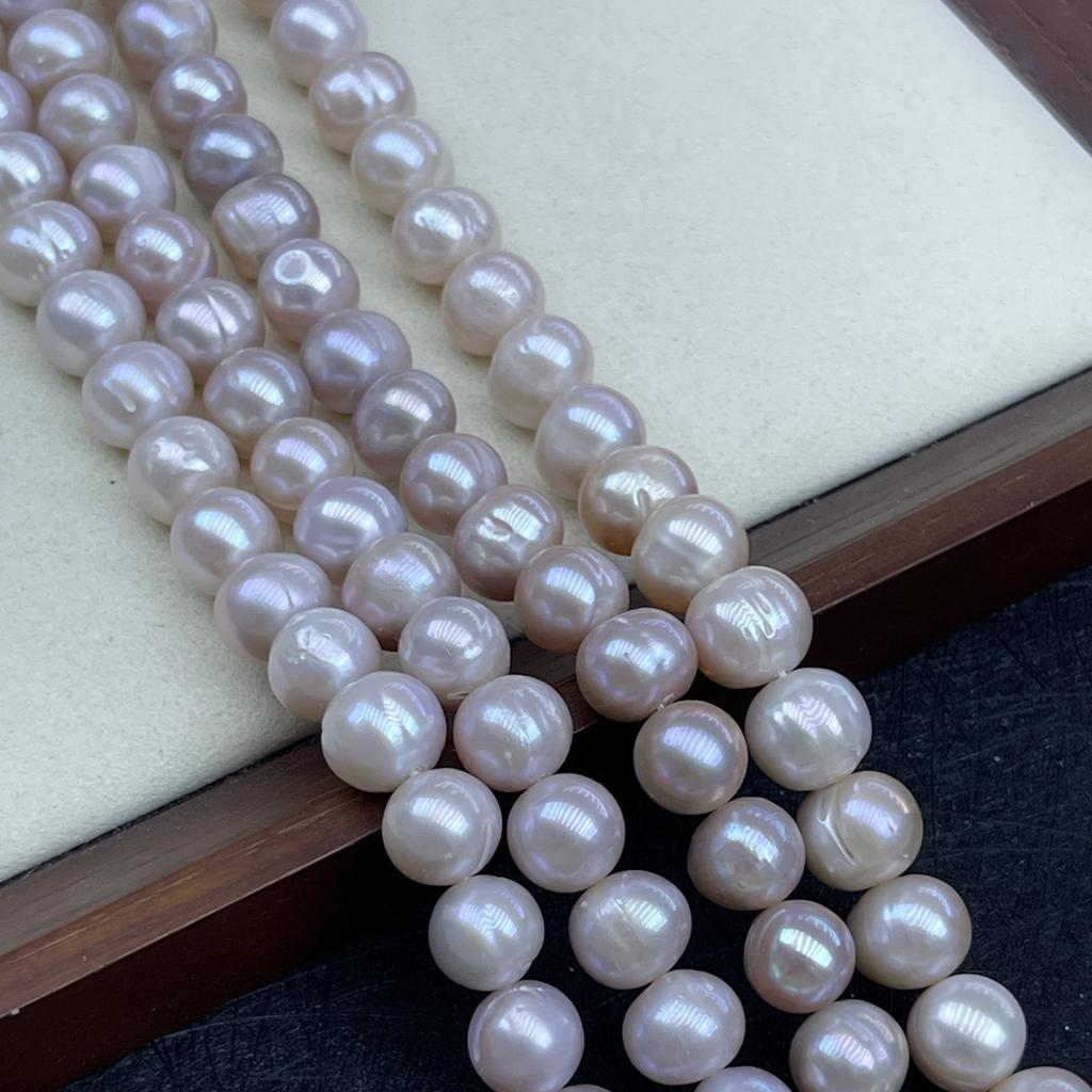 1String, White Natural Freshwater Pearls, Handmade Near Round Pearl Beads for Jewelry Making DIY Crafts (Beads 10-11mm, Length 36cm)