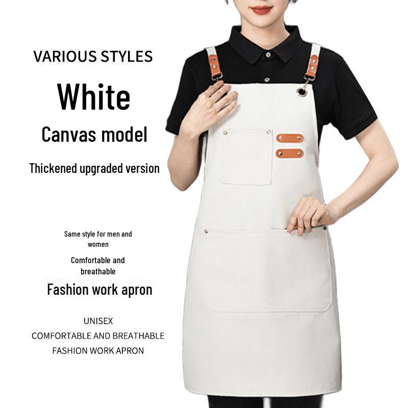 Thickened Canvas Waist Apron with Printed Logo for Coffee and Nail Salon Workwear